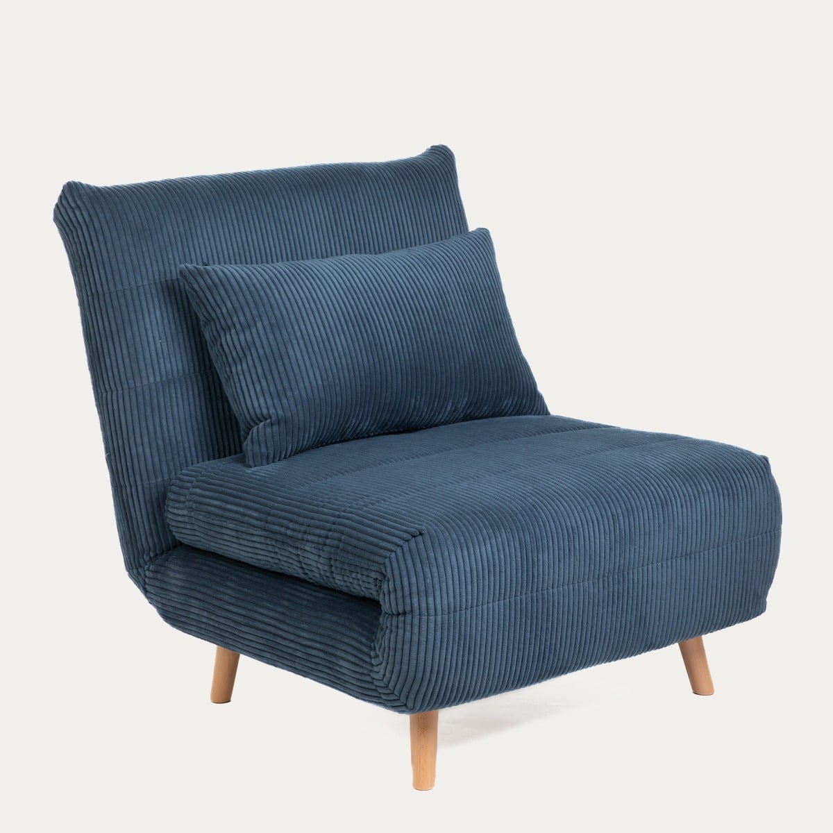 Sofa SOLACE 1-osobowa, z funkcją spania sztruksowa granatowa 83x91x84 cm