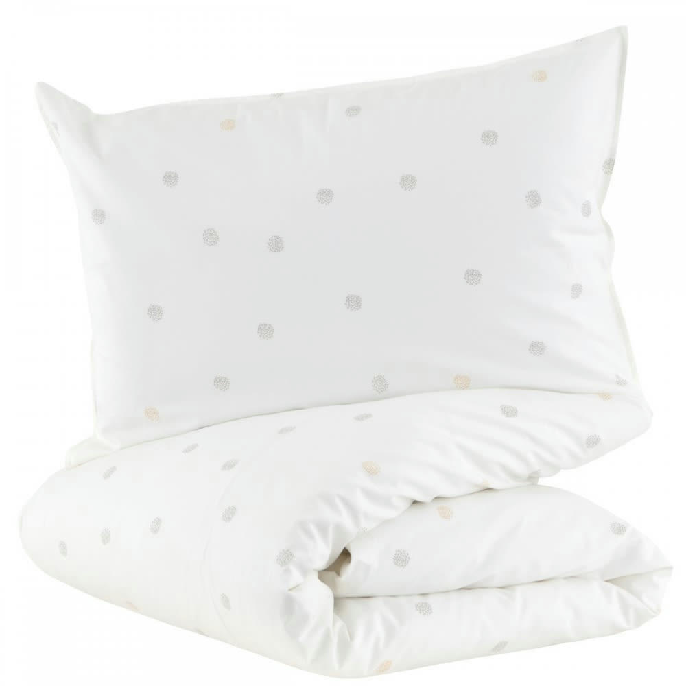 POMPOM POIS - Parure de lit housse de couette + taie 100x140 cm - 40x60 cm