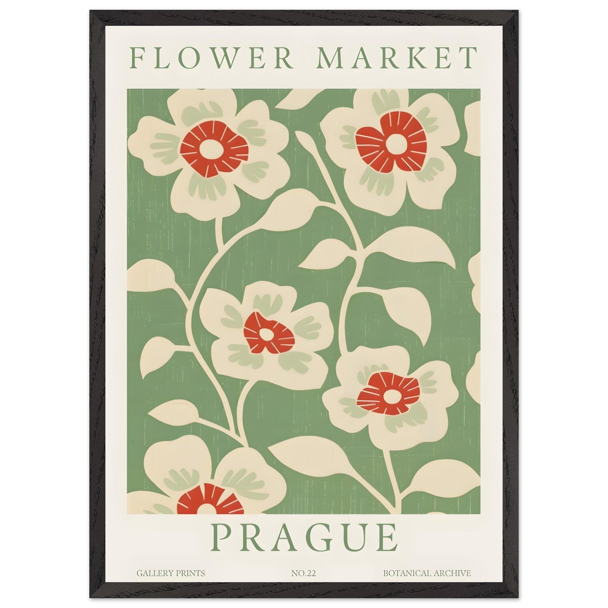 Artfulprints Poster met Lijst Flower market - Prague I  - 50x70 cm - Meerkleurig