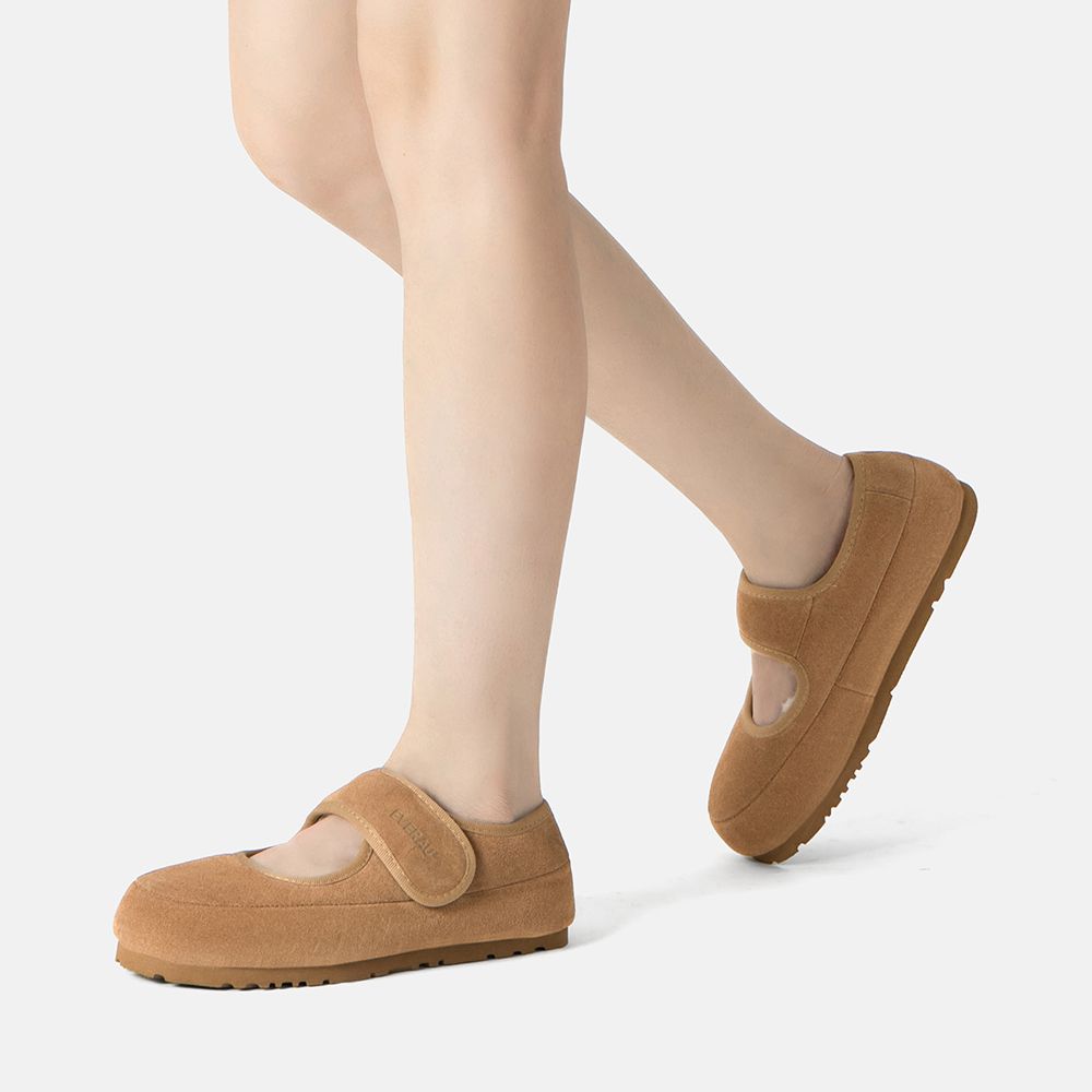 EverAu Australia Real Sheepskin Women Teal Adjustable Strap Sheepskin Slippers with EVA Sole