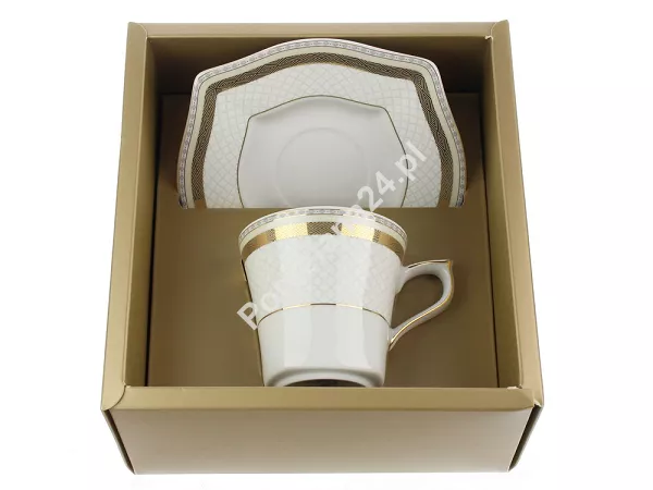 Filiżanka ze spodkiem 0,23 L / 15,5 cm (do kawy) Ćmielów - Lwów E400 GIFT BOX