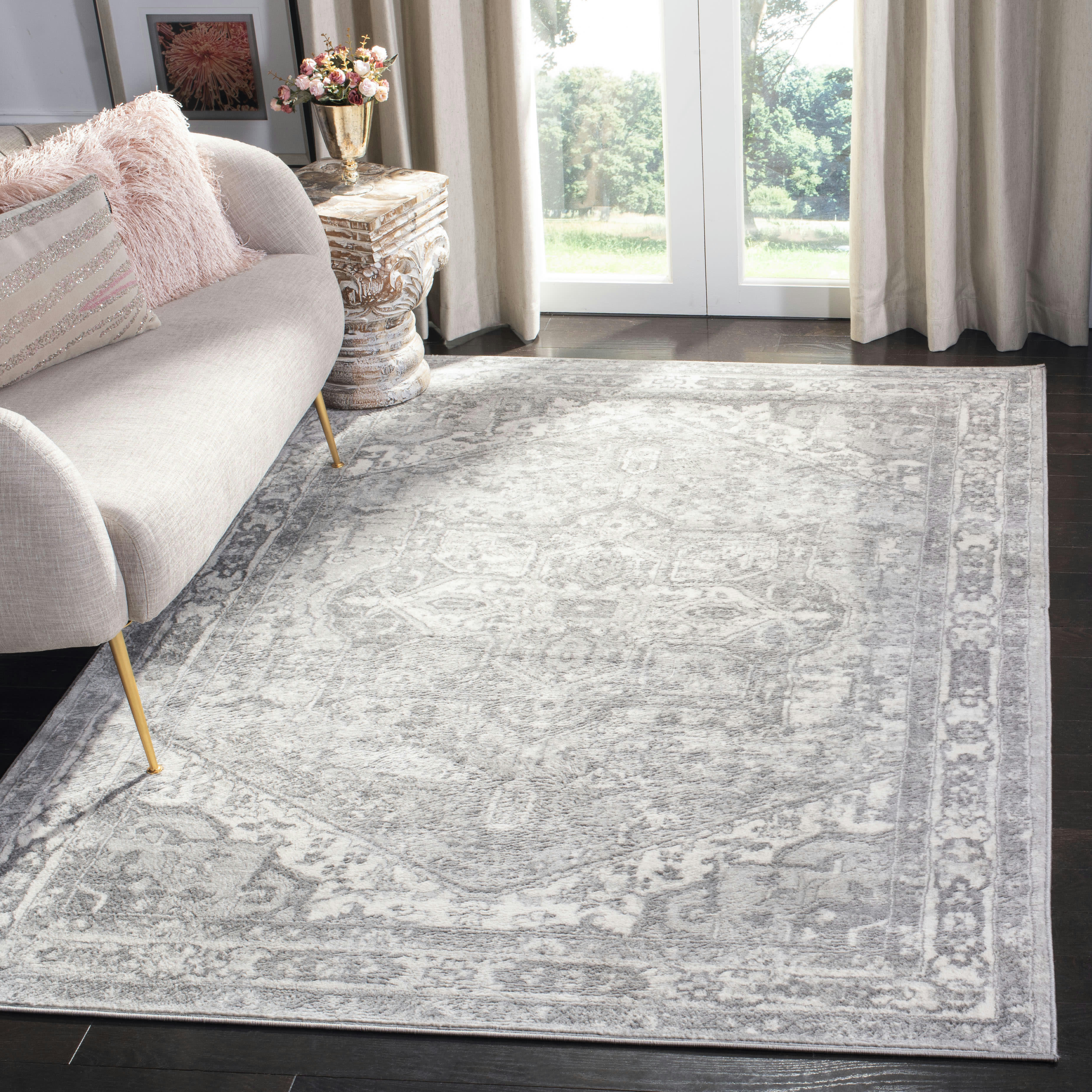 BRENTWOOD - Tapis de salon interieur en crème & gris, 122 x 183 cm