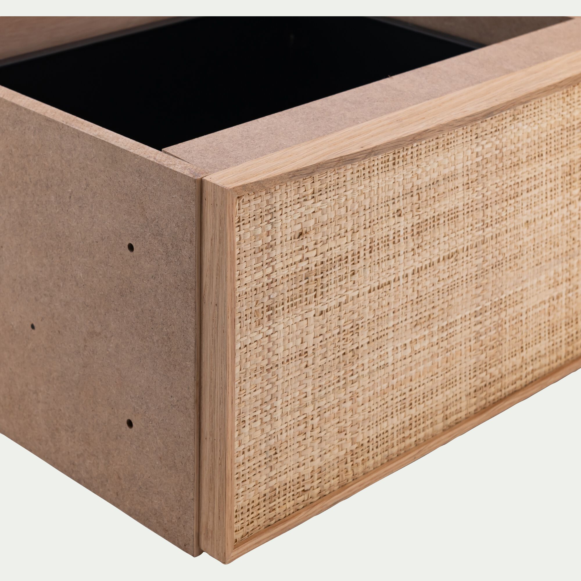 TASSIA - Bloc de 1 tiroir en chêne et raphia L40cm - bois clair