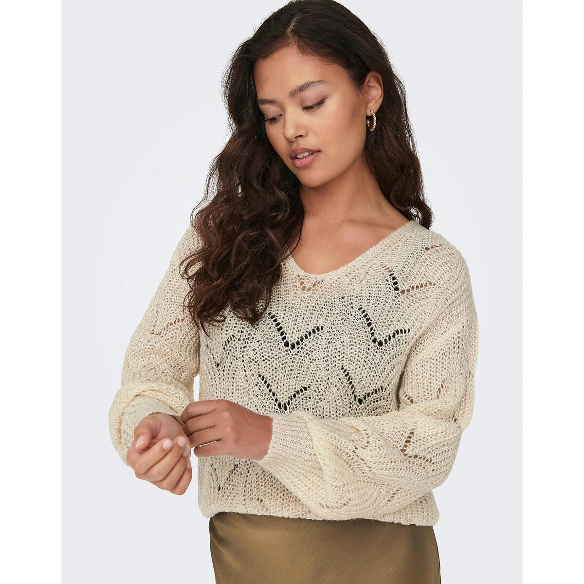 Pull maille ajourée et brillante