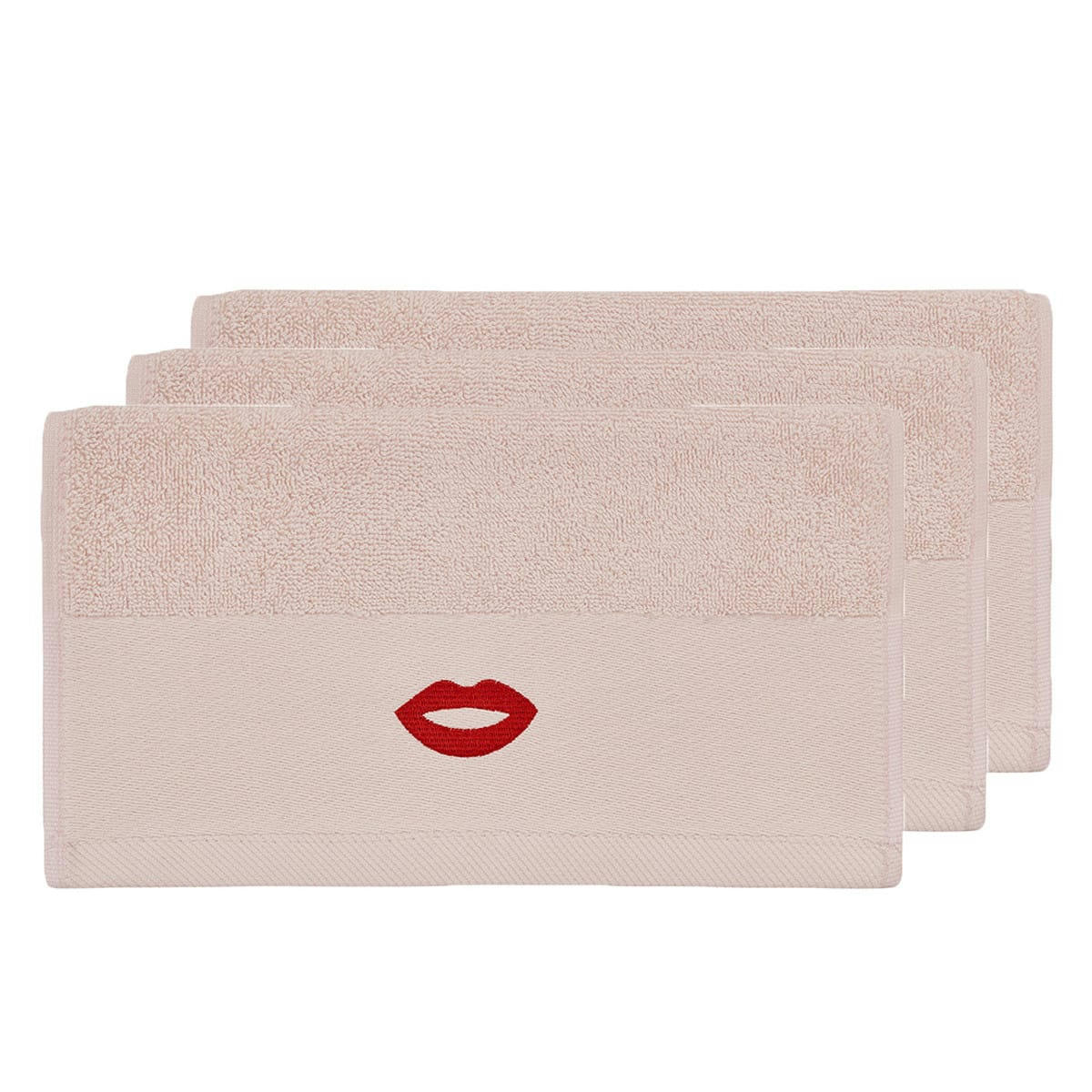 MADAME - Lot de 3 serviettes invité en coton Petale 30x50 cm