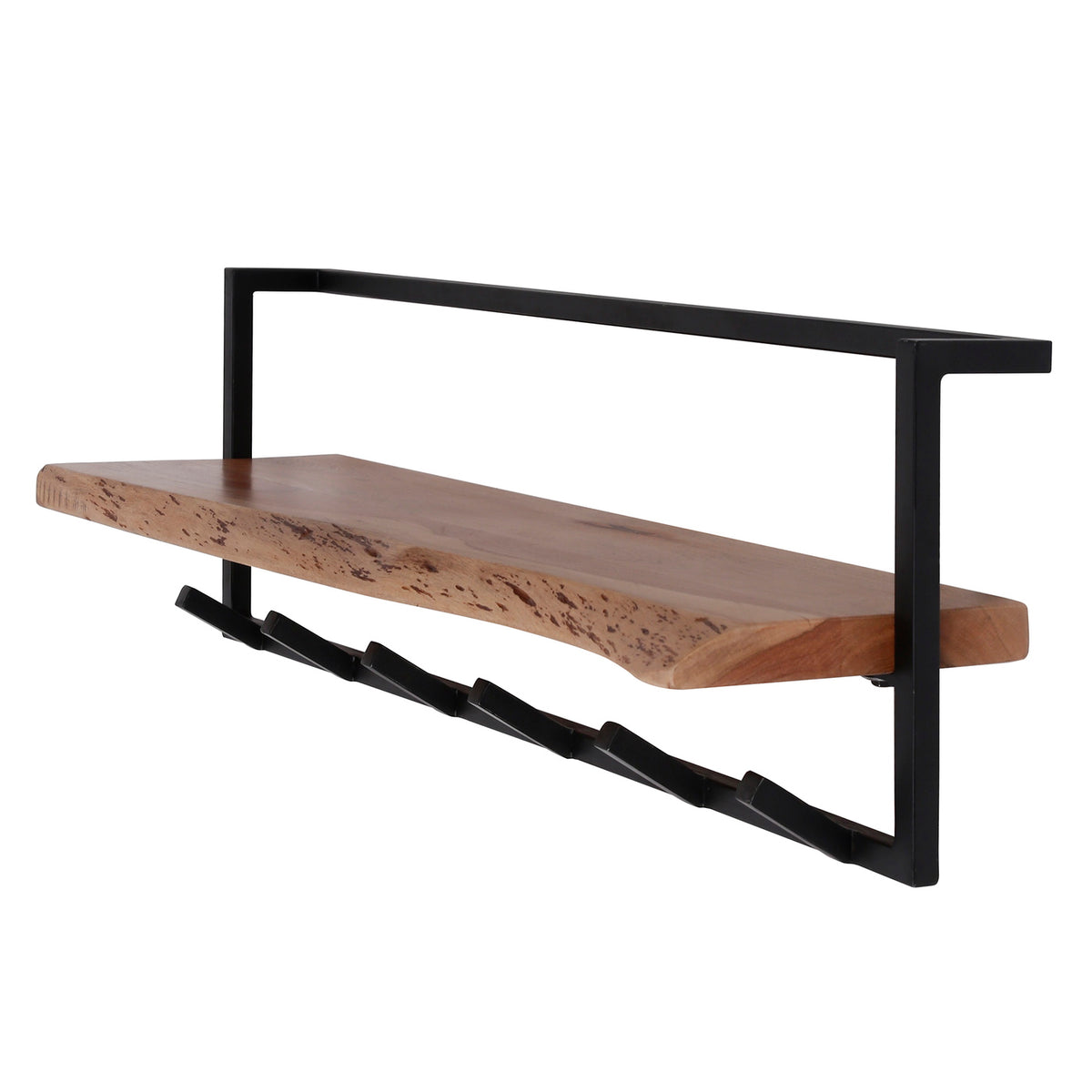 Giga Meubel Kapstok Edge - Naturel Acaciahout - 6-Haken - 100x25x32cm