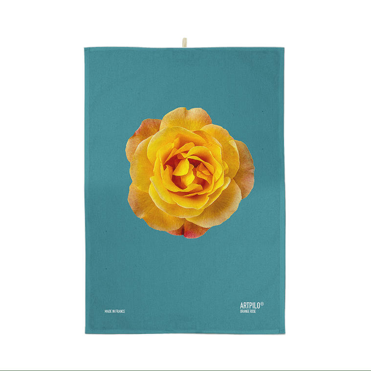 - Torchon fleur coton bleu