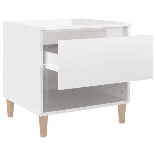 NNEVL Bedside Tables 2 pcs High Gloss White 50x46x50 cm Engineered Wood