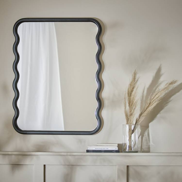 Habitat Black Wiggle Wall Mirror - 60x80cm