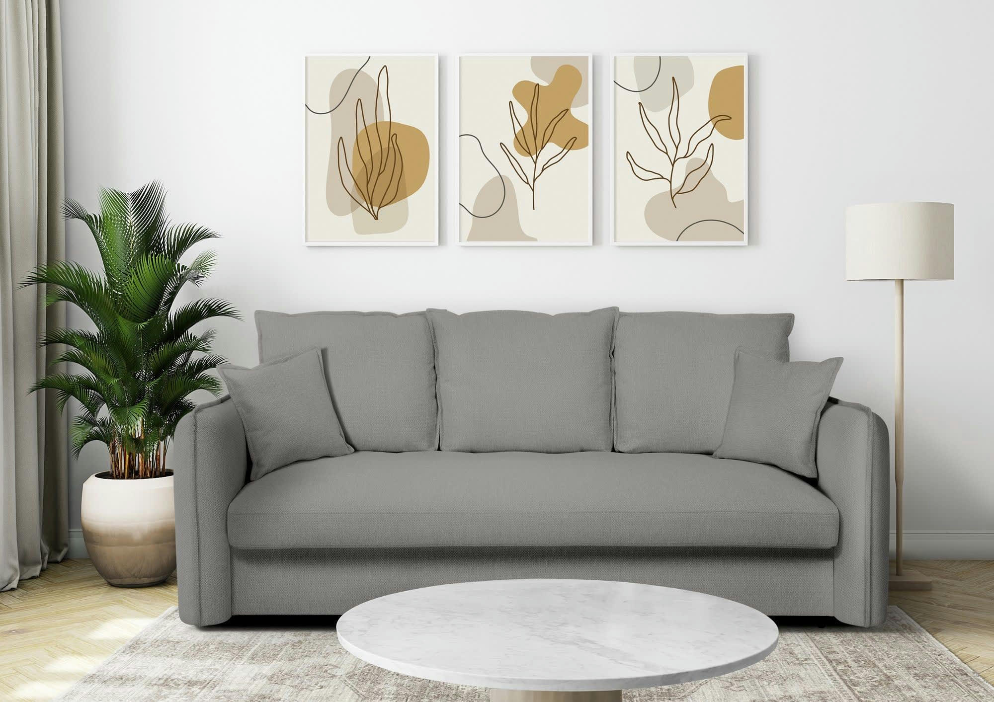 RIGEL - Canapé droit convertible 3 places  en polyester gris