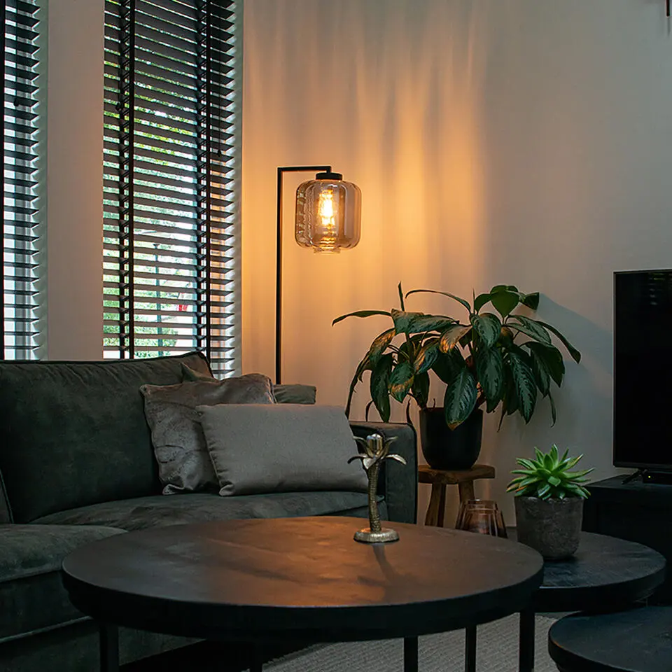 Qazqa vloerlamp qara zwart e27