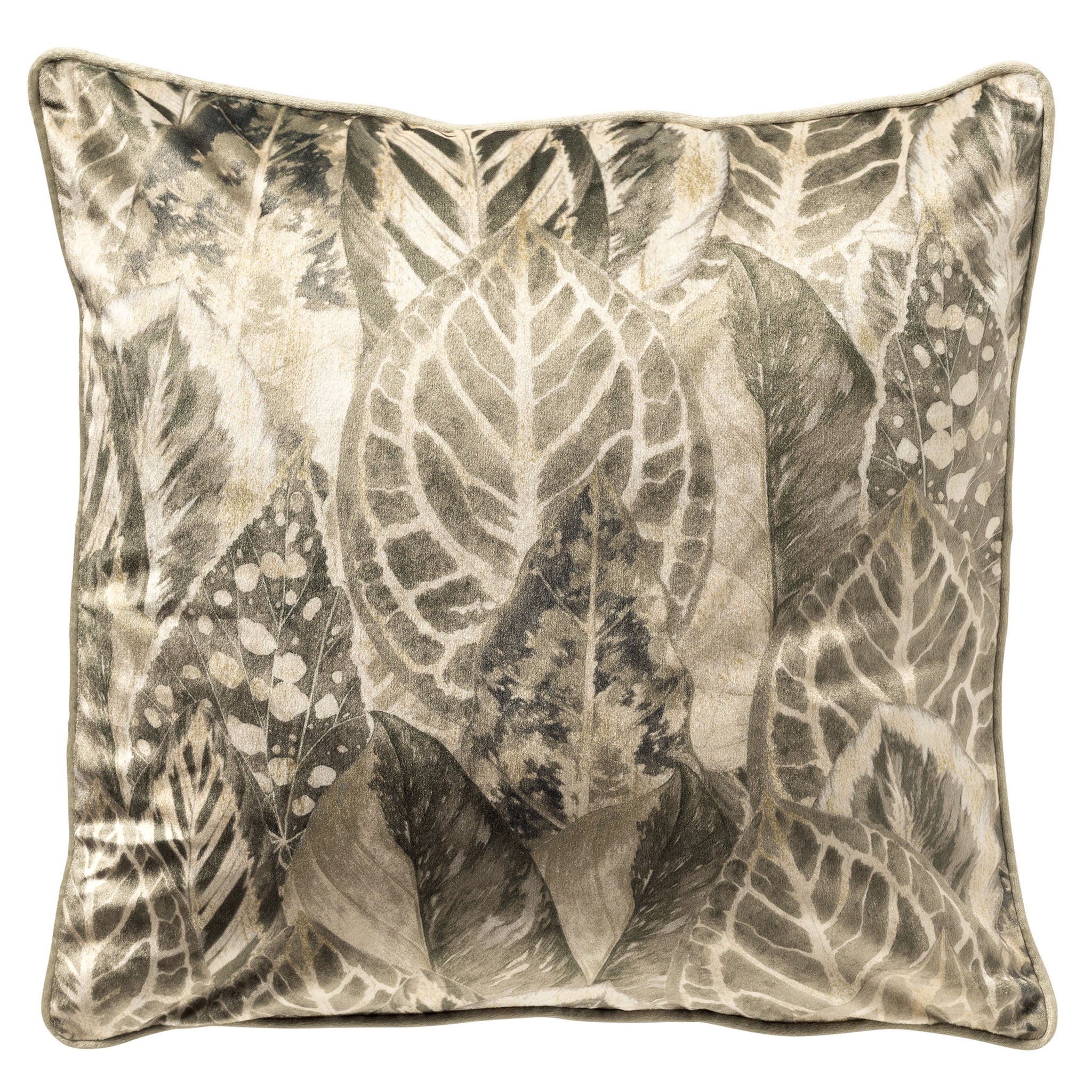 RIKKE - sierkussen 45x45 cm - bladmotief - Sage Green - groen