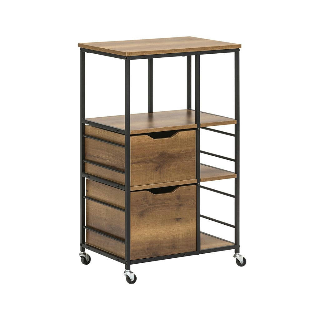 - Desserte en bois à roulettes 2 tiroirs