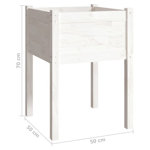 NNEVL Garden Planter White 50x50x70 cm Solid Pinewood