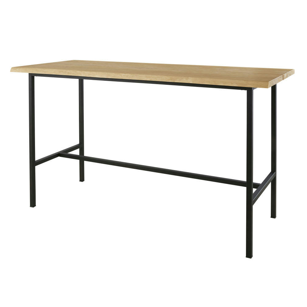 Magnus BUSINESS - Table à manger haute professionnelle en chêne et métal noir L175
