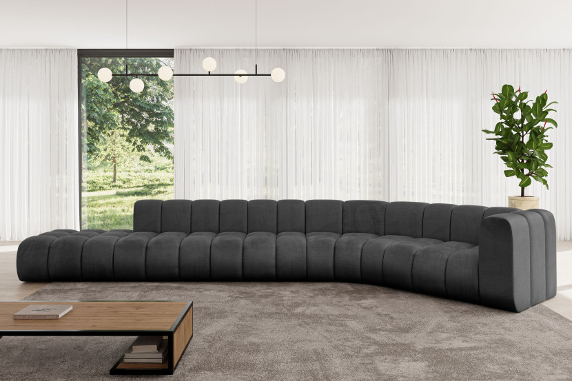 Narożnik prawostronny modułowy Tilmo-L2 - 490x194x70 cm Czarny