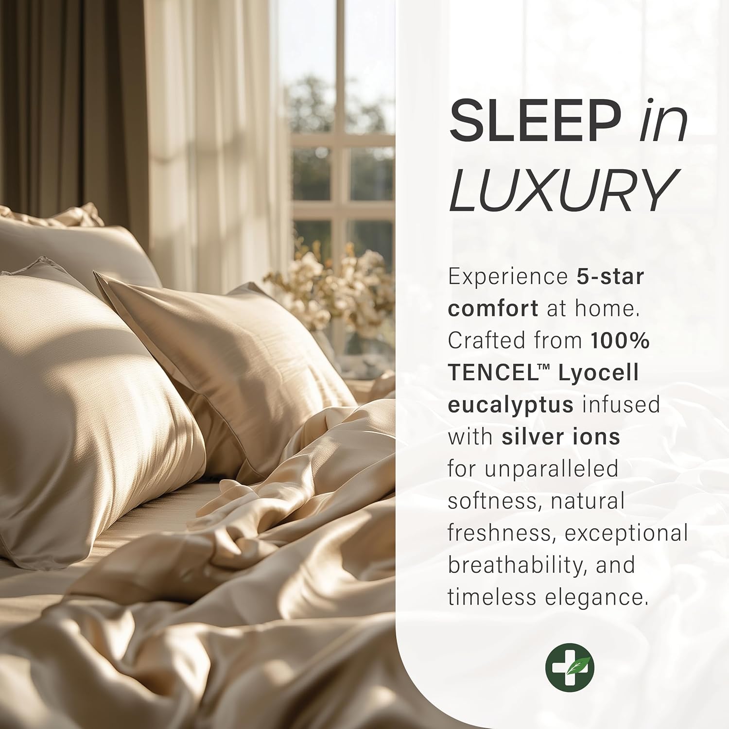 Eucalyptus Collection King Size Sheet w/Silver Ions | 100% Tencel | Ultra Soft | Cooling for Hot Sleepers | 18 Deep Pocket [Ivory]