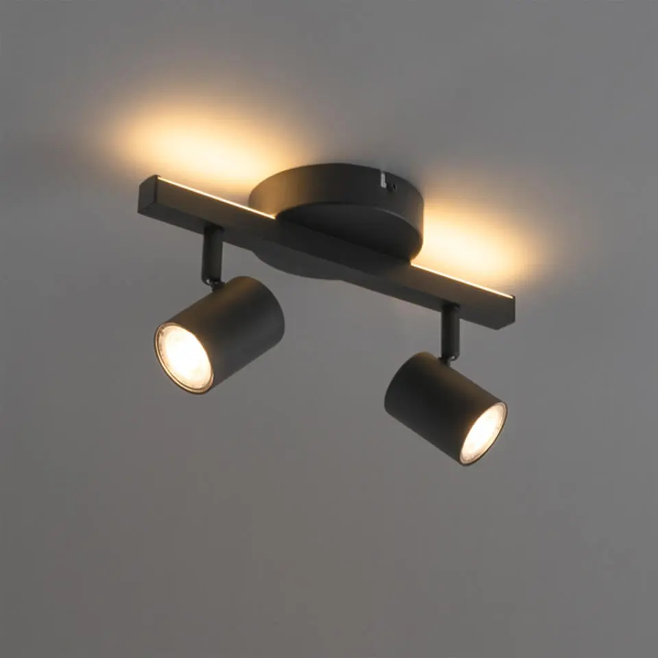 Qazqa spot back up zwart ge?ntegreerde led