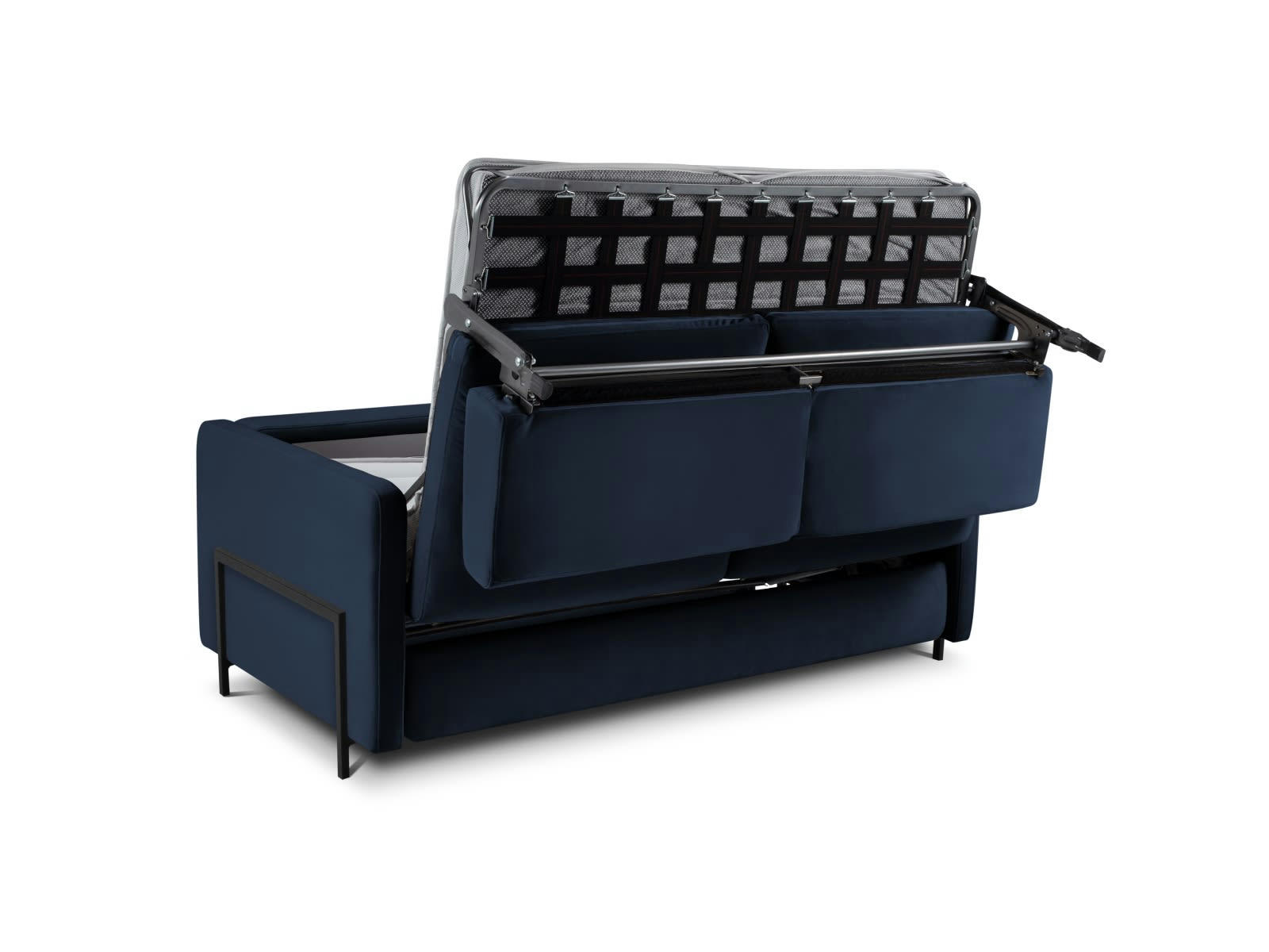 YANIS - Canapé Convertible 2 places en Velours Bleu Roi