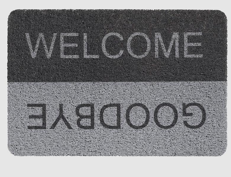 Fußmatte Curly Print Welcome Grau