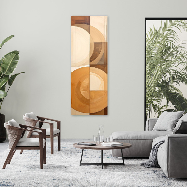 Obraz do salonu sypialni kuchni, Geometryczne koła w odcieniach beżu 30x90