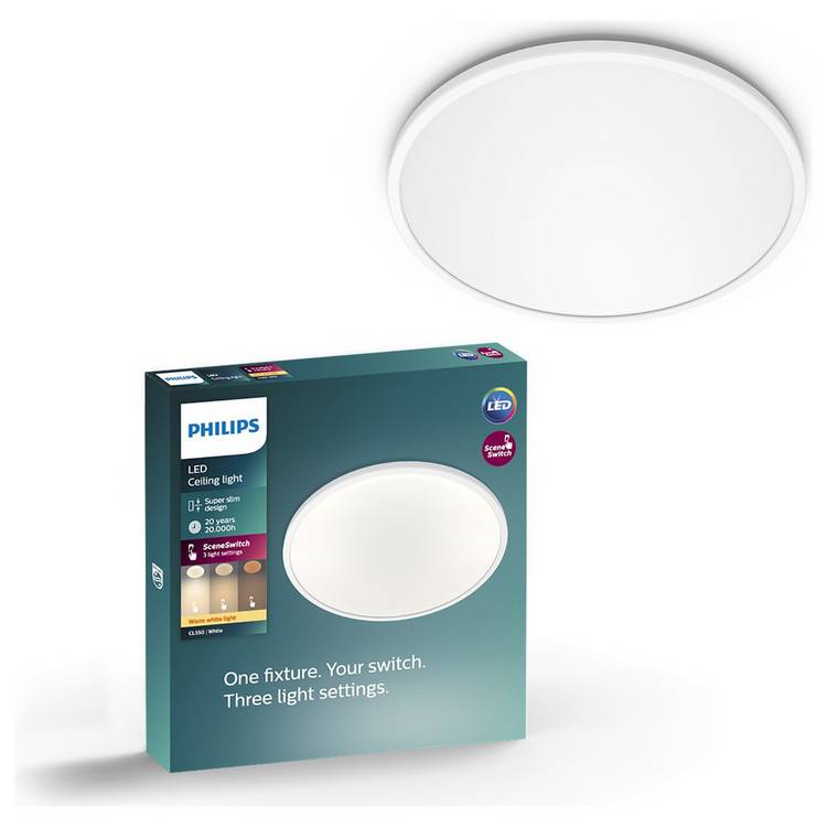 Philips Super Slim LED Flush to Ceiling Light - White