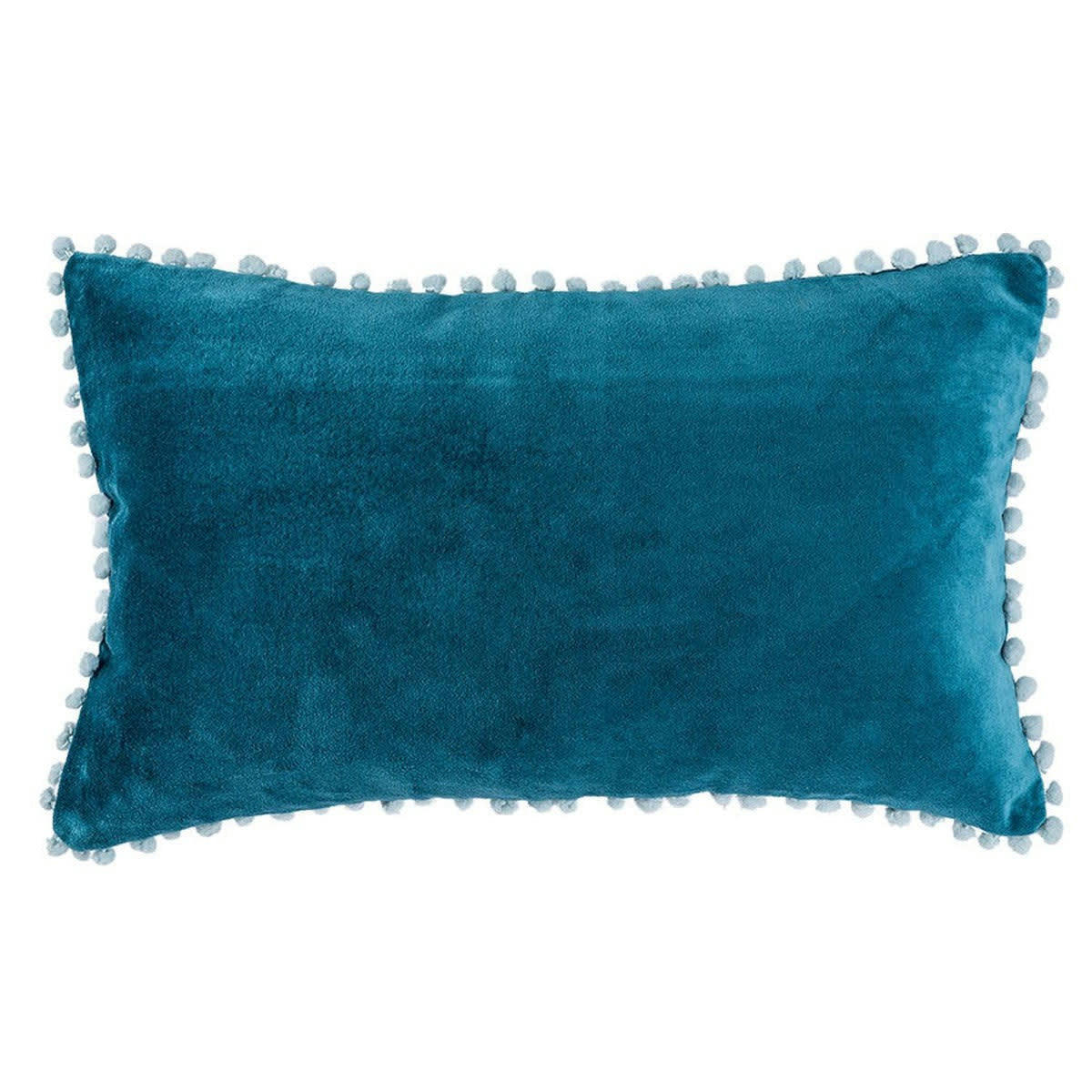 AVORIAZ - Housse de coussin velours de coton  50x30 bleu peacock