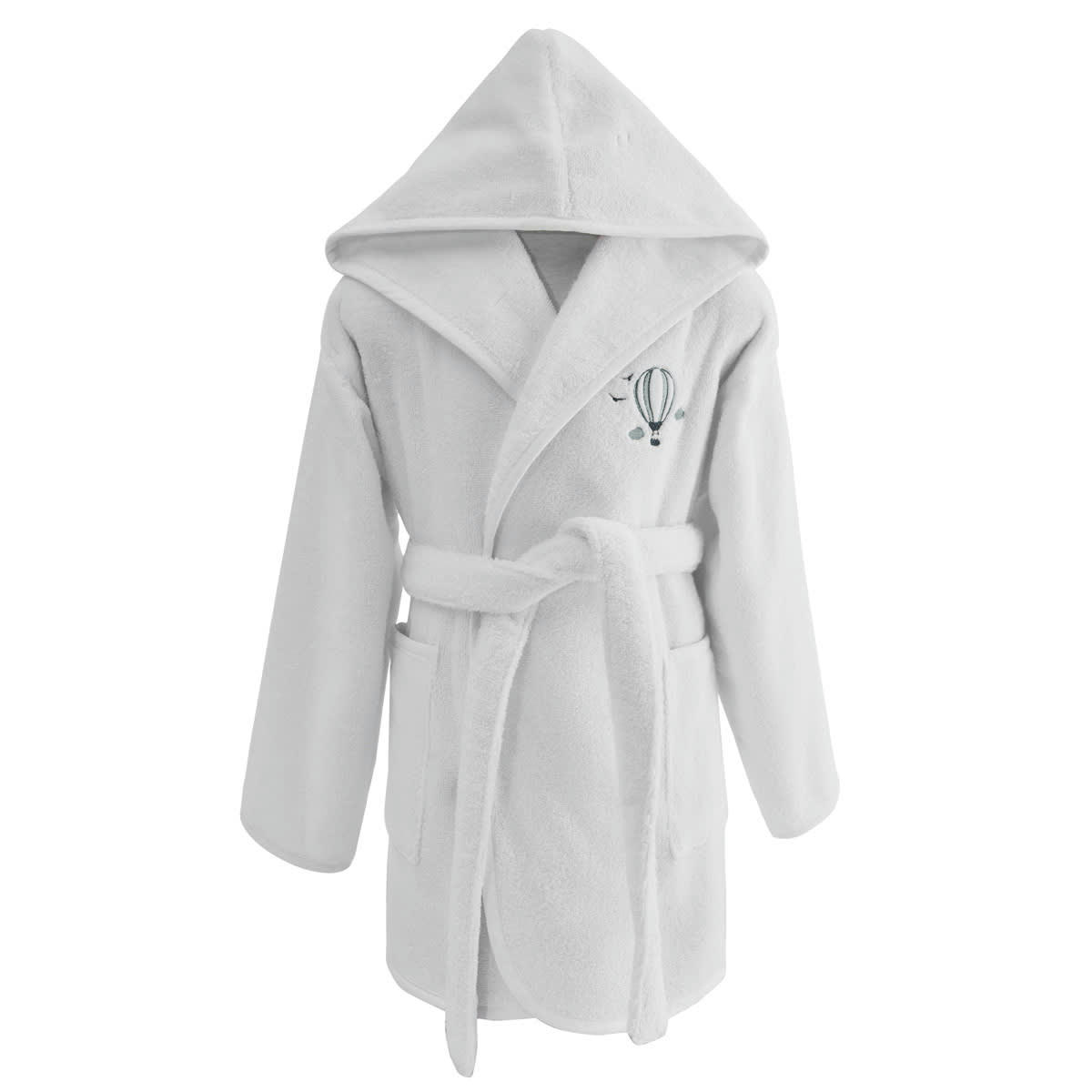 BABY SOFT BALLON - Peignoir enfant en coton peigné zéro twist  blanc 06 ans