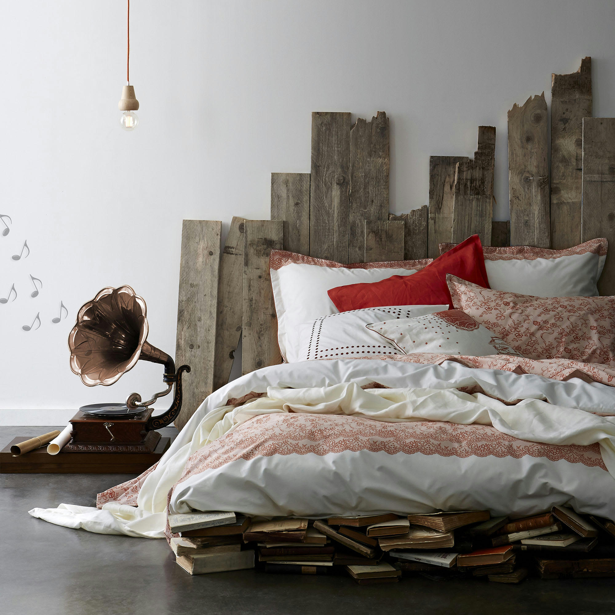 RÉCITAL - Taie d'oreiller imprimée en percale de coton Cuivre 50x70