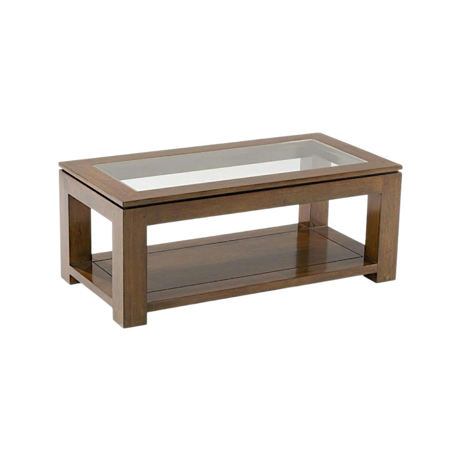 Table basse vitrée hévéa 100X50cm HELENA