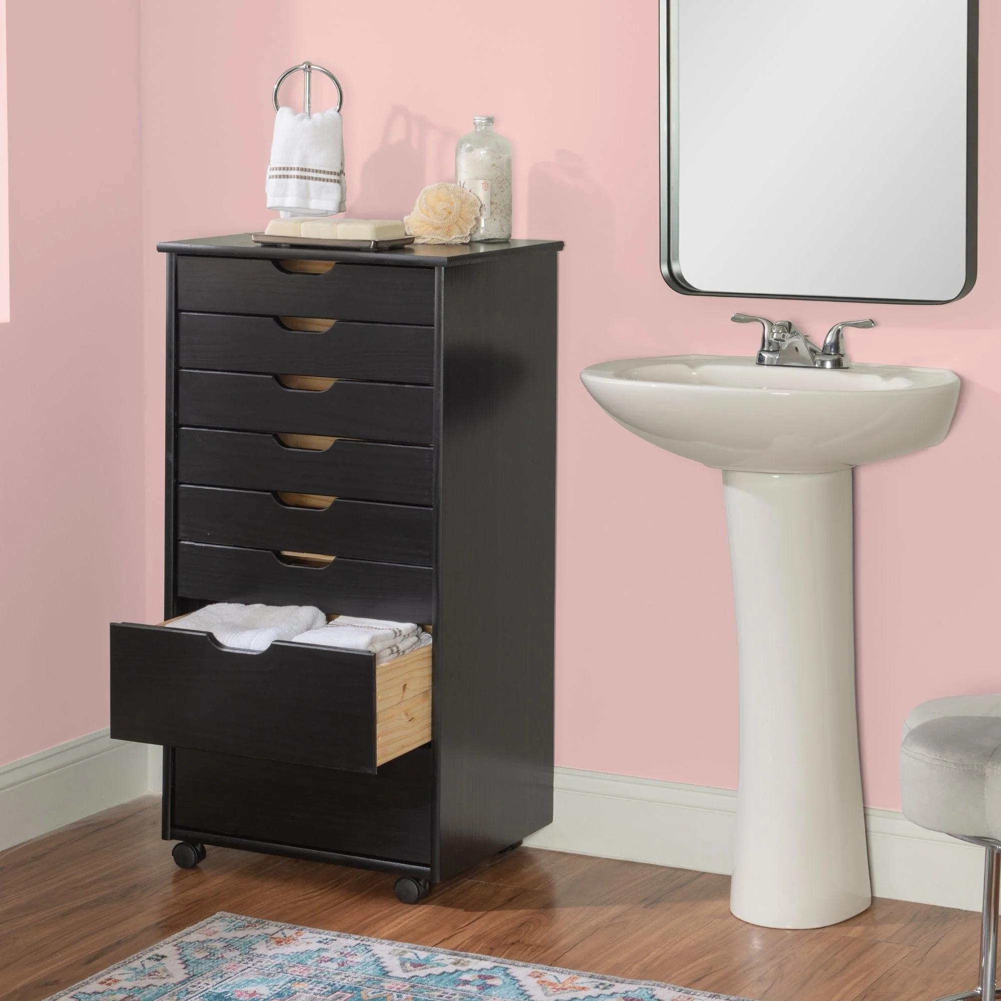 40 black rolling storage cabinet with 8 drawer