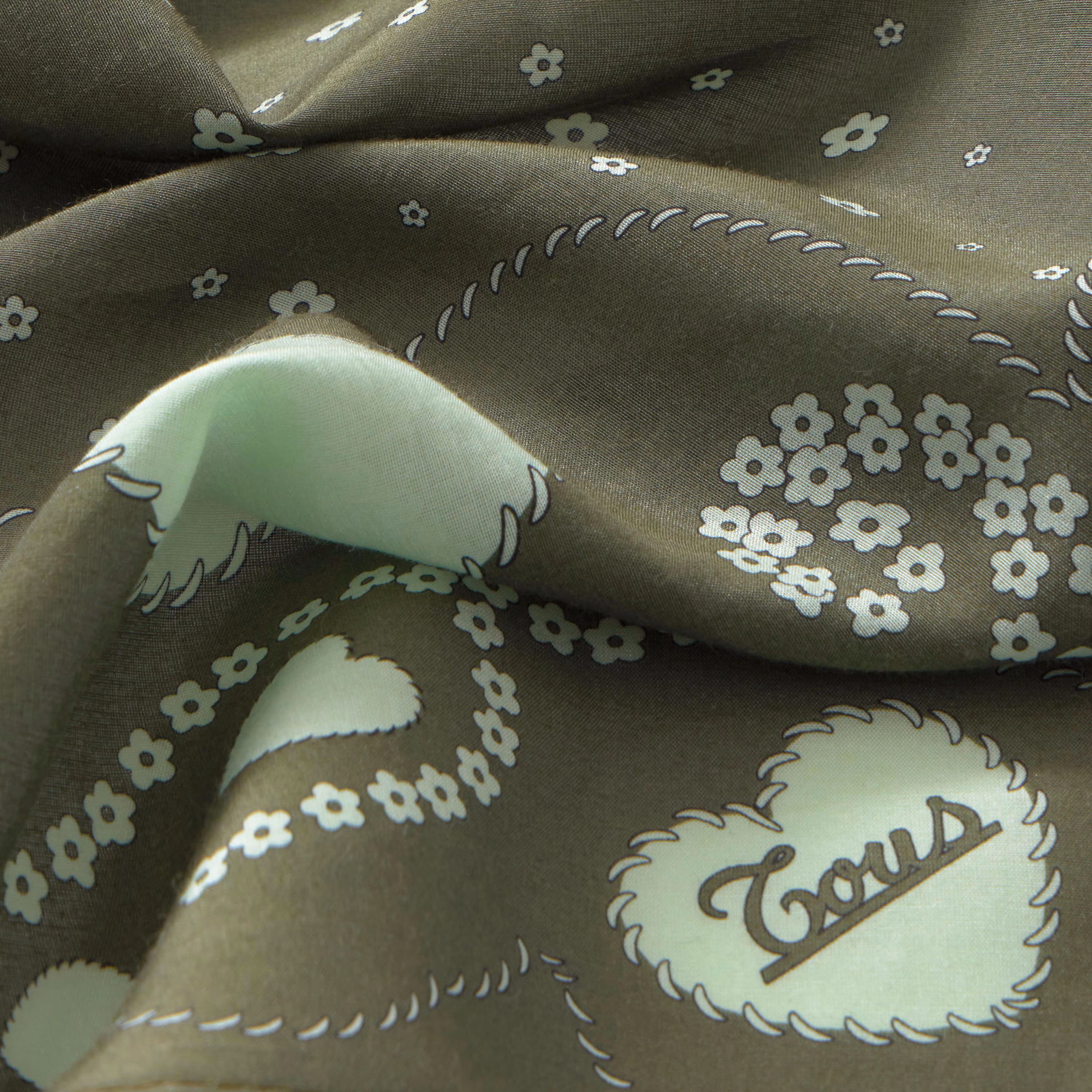 Pañuelo cuadrado caqui TOUS Motifs Paisley