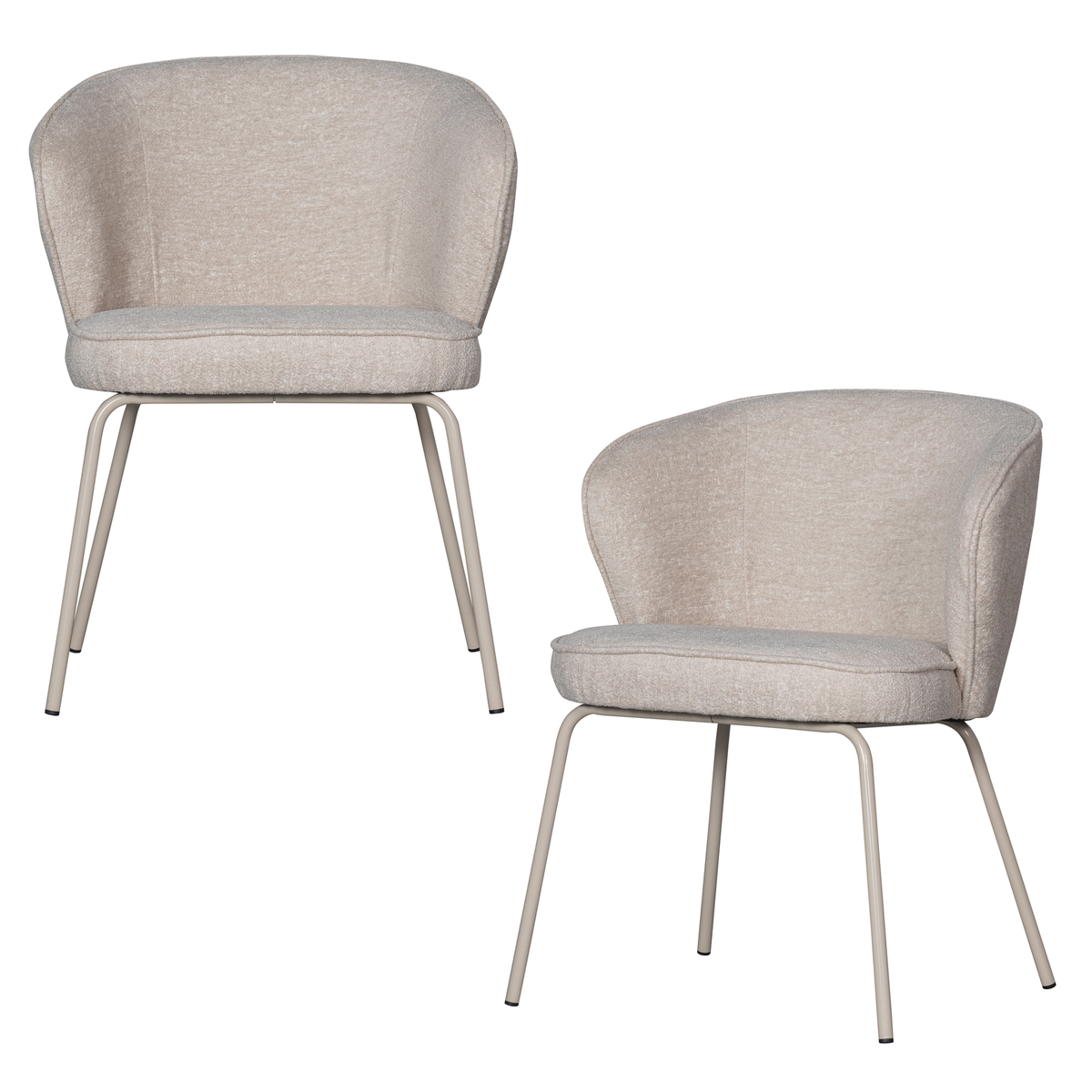 WOOOD eetkamerstoelen Admit - Polyester - Pebble - Set van 2