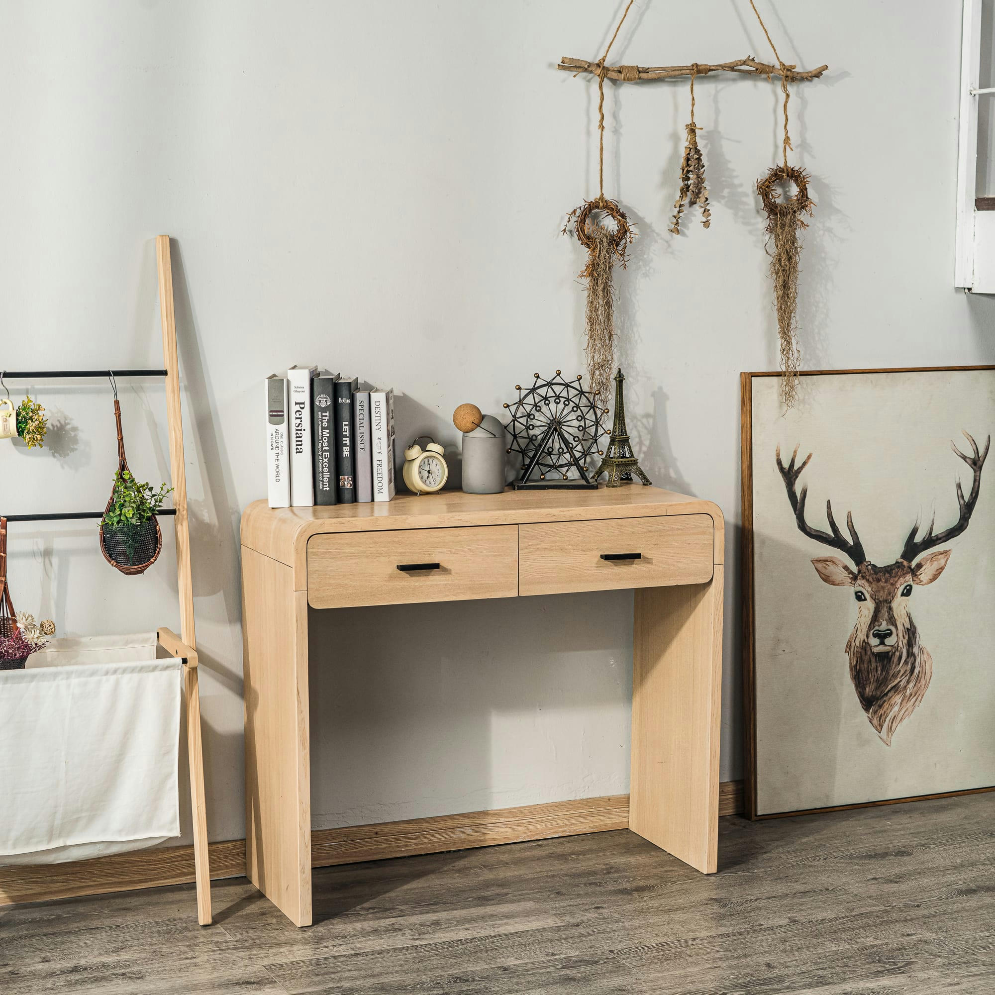 - Console 2 tiroirs en bois