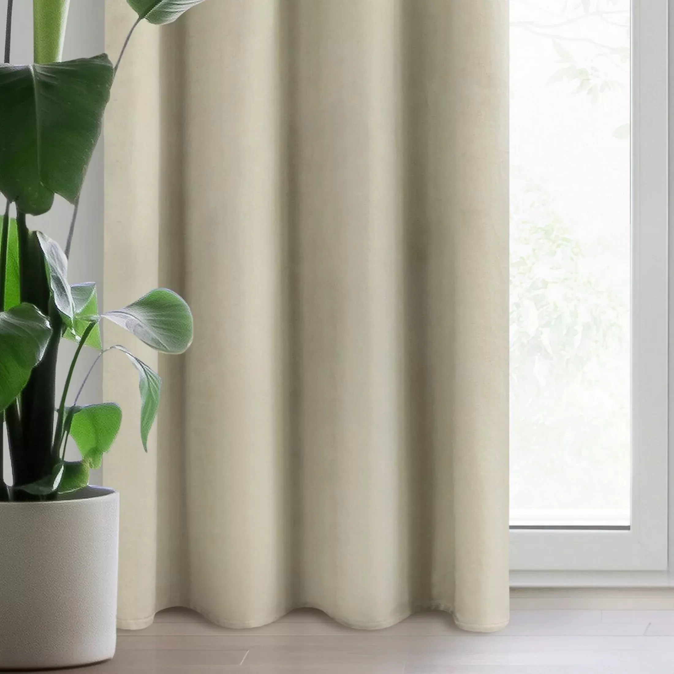 Zasłona welwetowa kremowa 140x250 cm przelotka - ROSA - Design 91