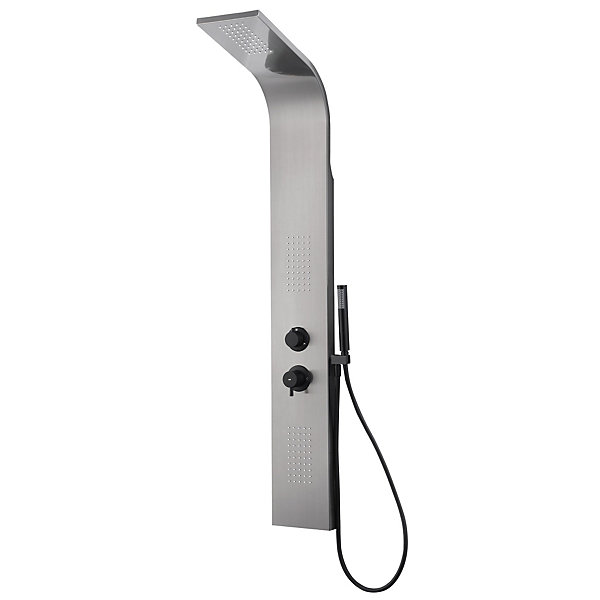 Colonne de douche hydromassante mécanique avec pommeau   douchette   flexible finition gun metal Essebagno Esseflat