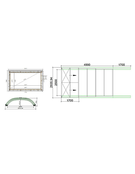 Abri de piscine Horizon pour les modèles 5x3 m - BAS86, BAS786 - polycarbonate massif 3 mm - Couleur Ral7037 Gris- ECO226