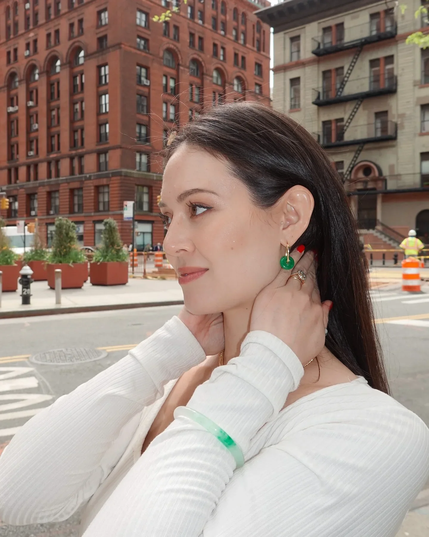 Koi — Mottled Round Jade Stone Bangle