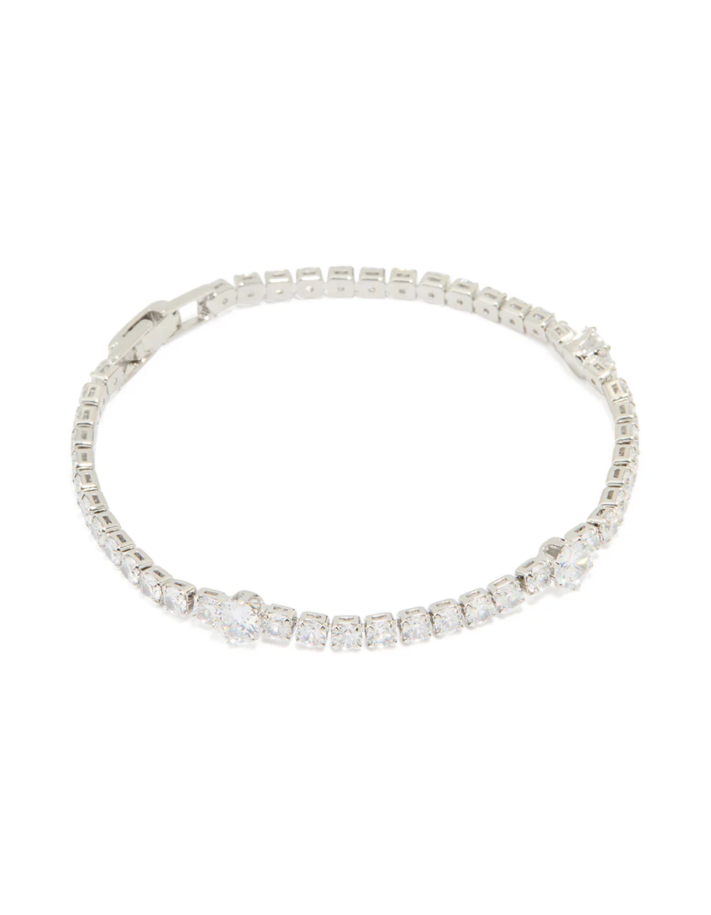 Silver Cubic Zirconia Round Tennis Bracelet