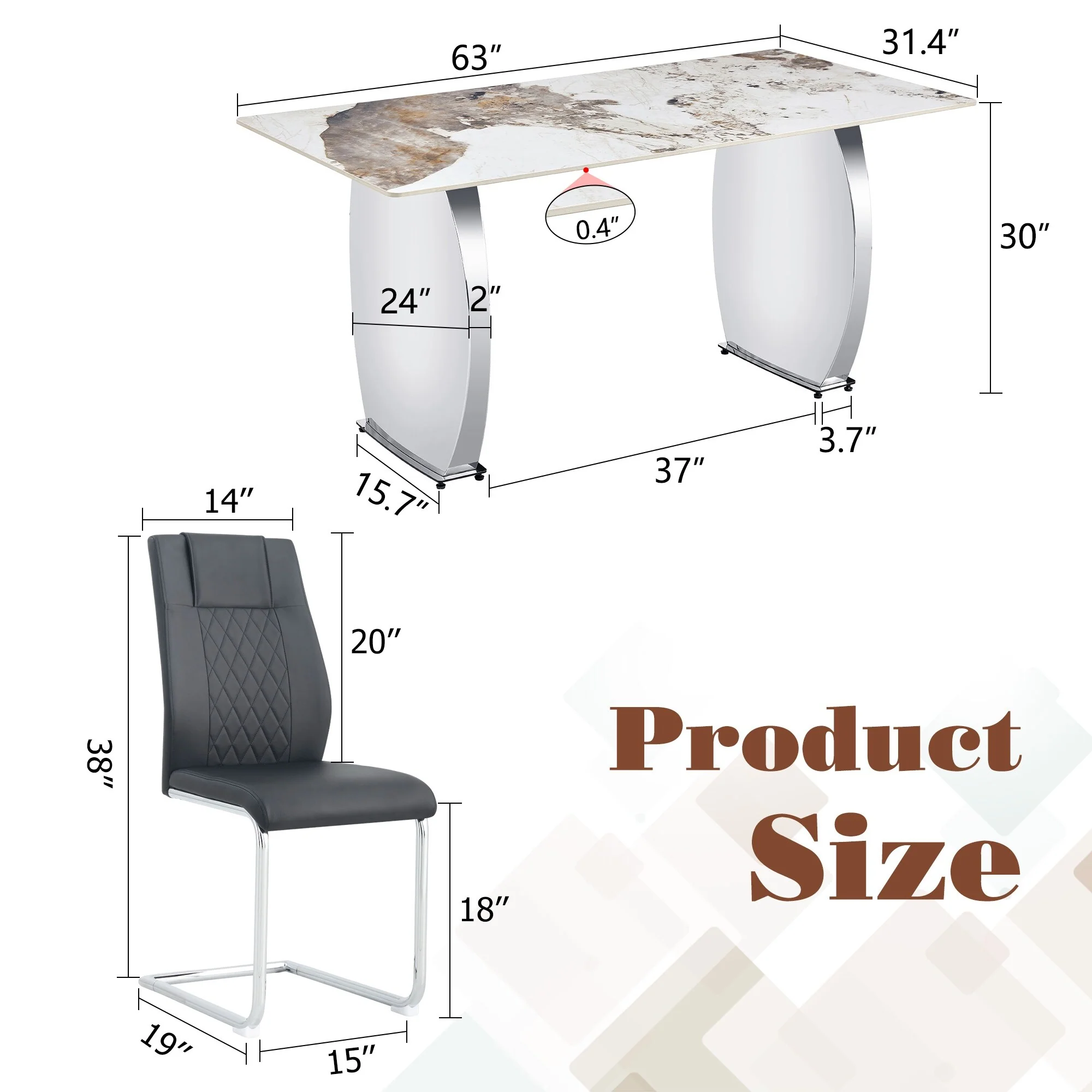 Table and chair set, Pandora Patterned Sintered Stone Dining Table Set - 6 Chairs With Metal Legs,Modern Luxury