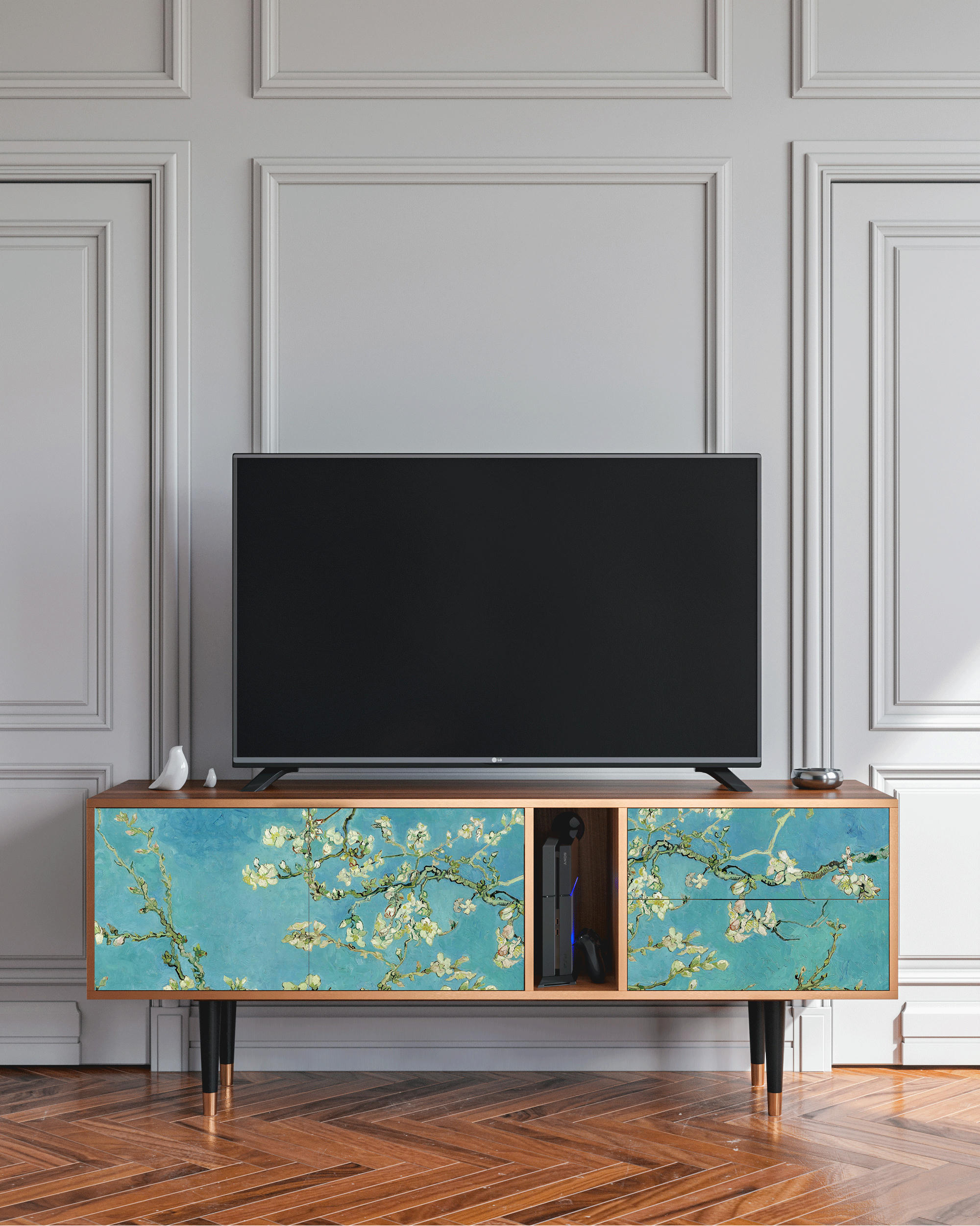 ALMOND BLOSSOM BY VAN GOGH - Meuble TV  bleu 2 tiroirs et 2 portes L 170 cm