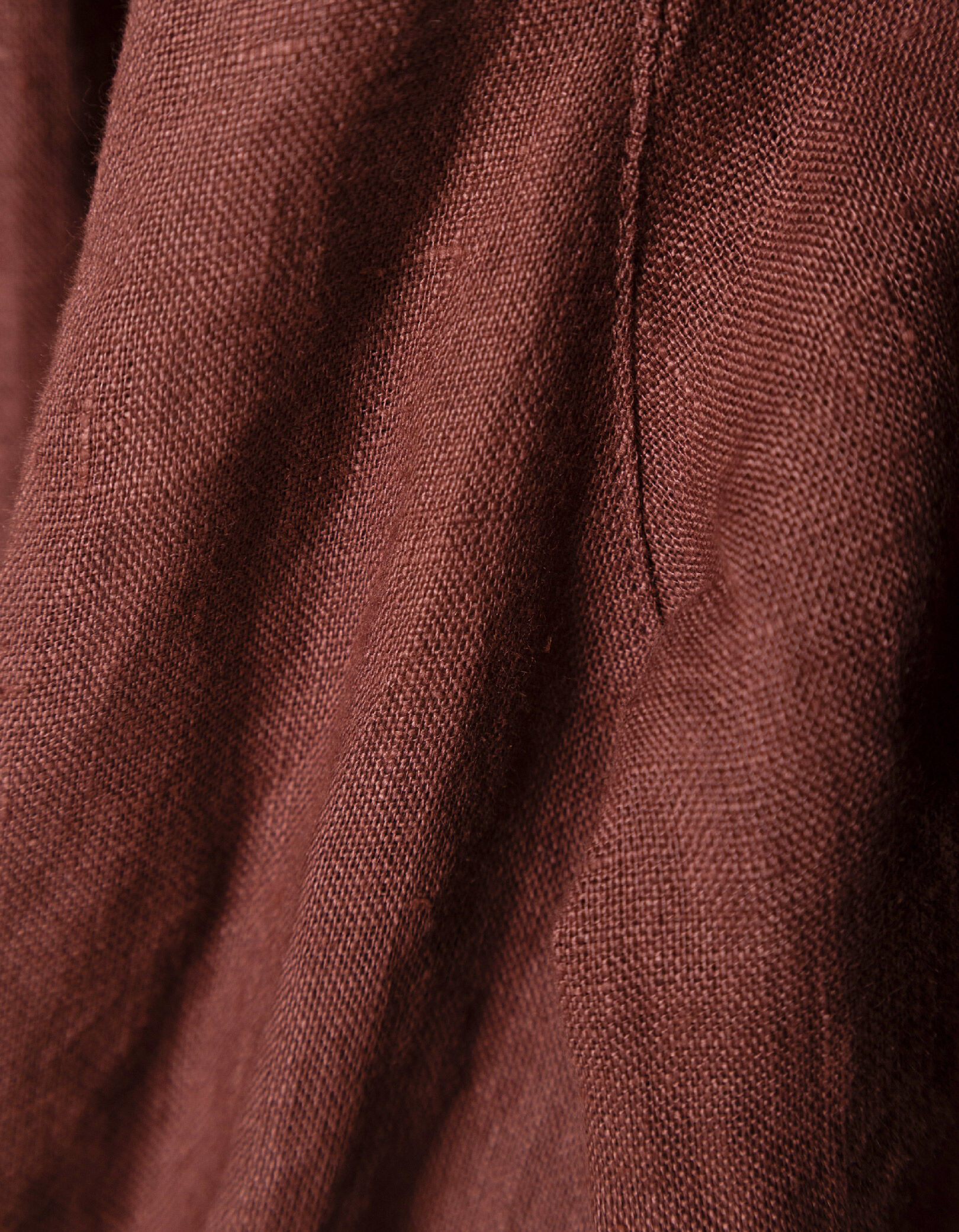 Top asymétrique bordeaux lin à basque Femme