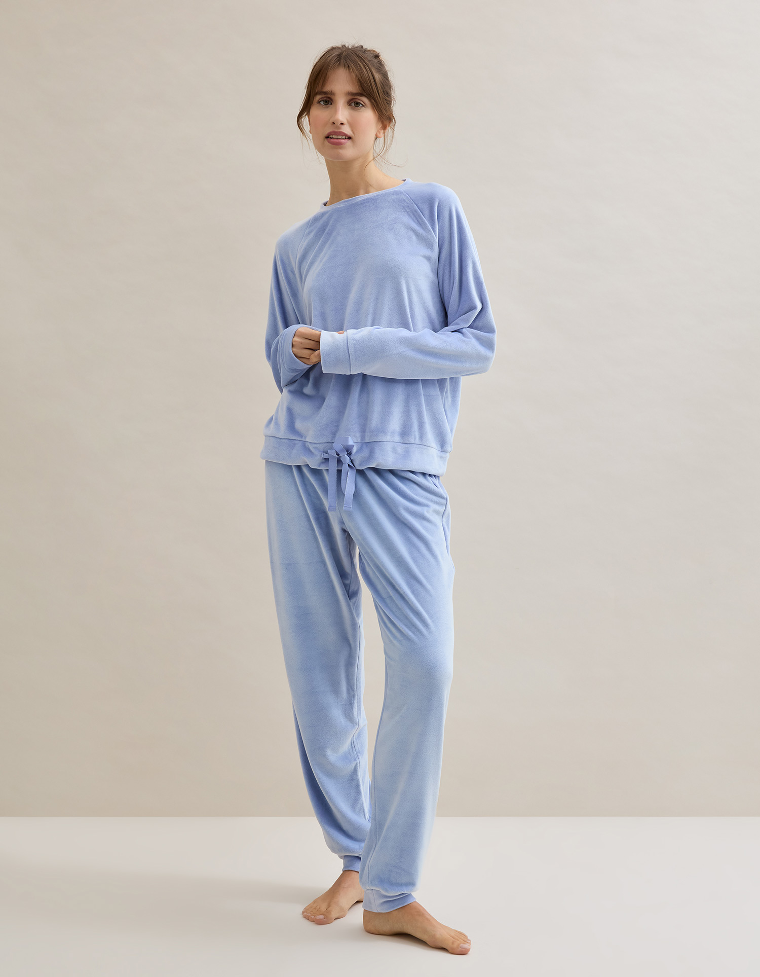 Pijama Veludo, Mulher, Azul Claro