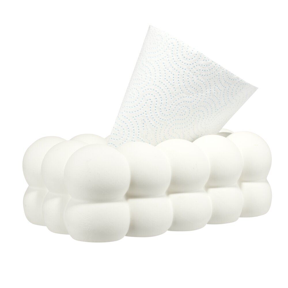 BoÎte à mouchoirs décorative forme bubble dolomite blanche 25,5x13,5xH9cm