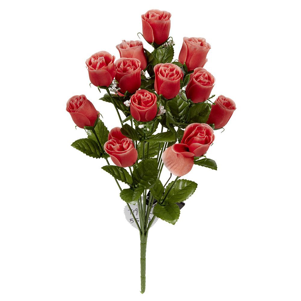 Piquet tulipe pâquerette H48 cm rouge - Fleur artificielle 14 têtes