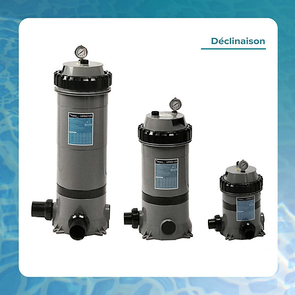 Filtre à Cartouche 17 m3/h pour piscine jusqu'à 65 m3 - Connexion Diamètre 50 - Haute Finesse De Filtration - Aqualux