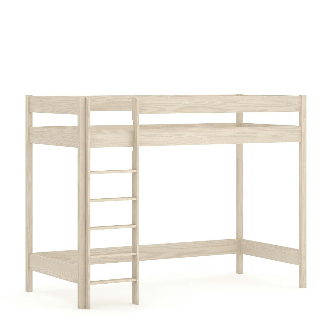 - Lit mezzanine en pin massif & MDF 200x90 chêne blanchi