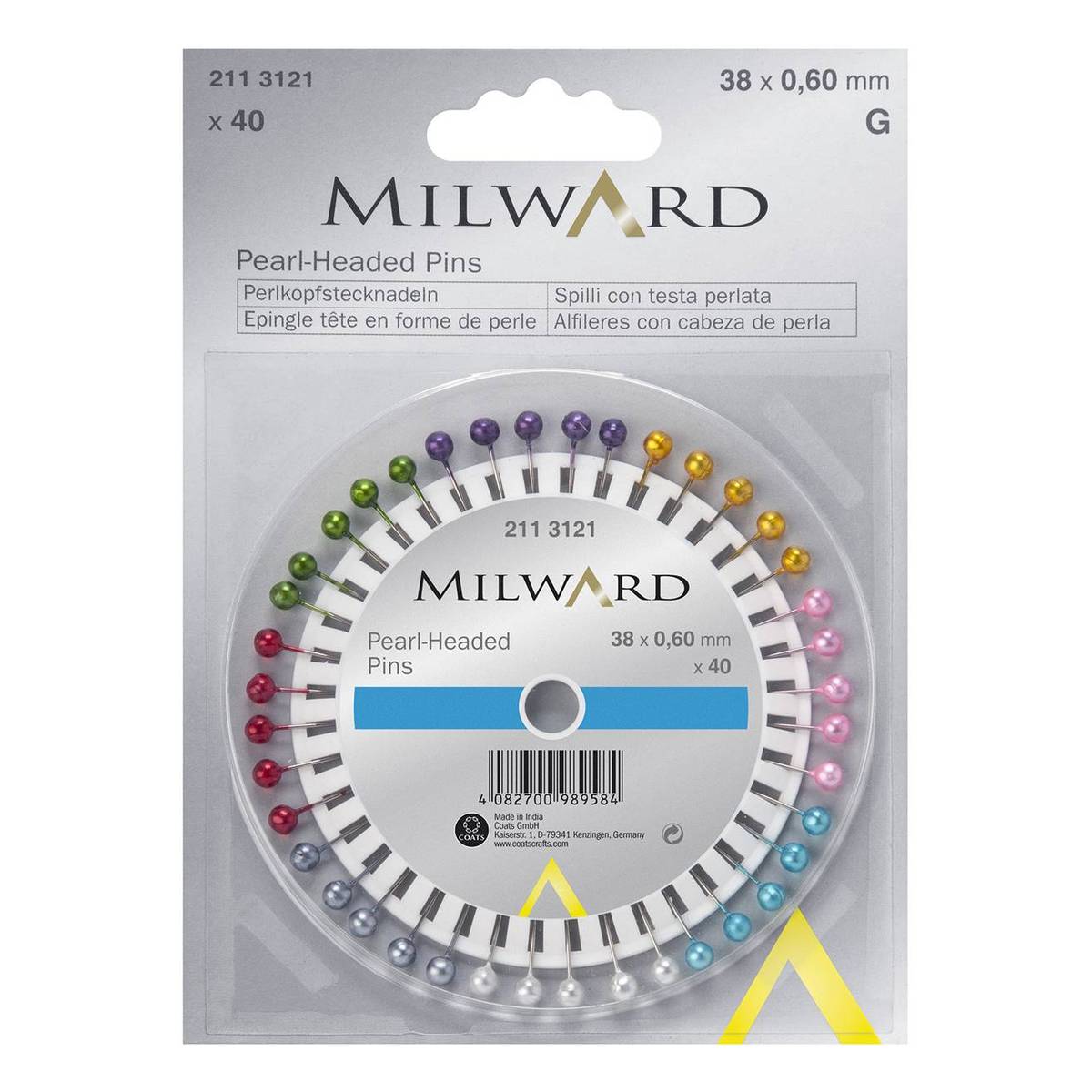Milward Pearl Headed Pins 38mm 40 Pack