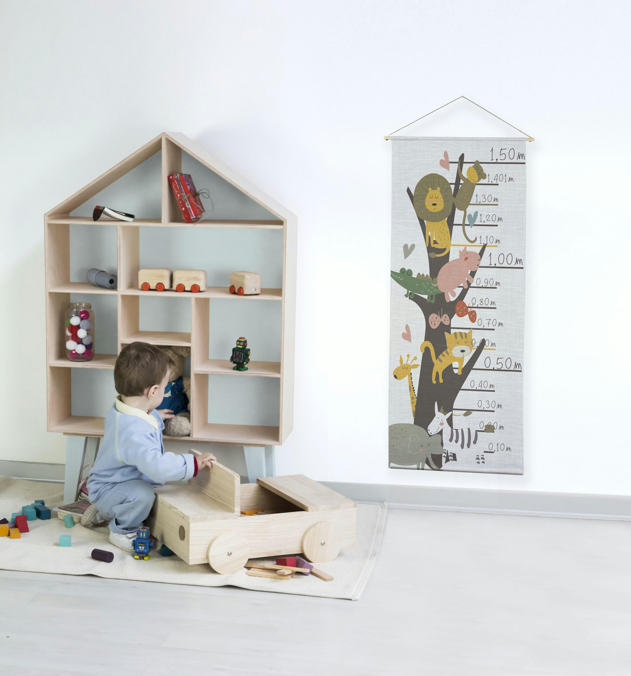 - Toise murale enfant textile Abre des animaux