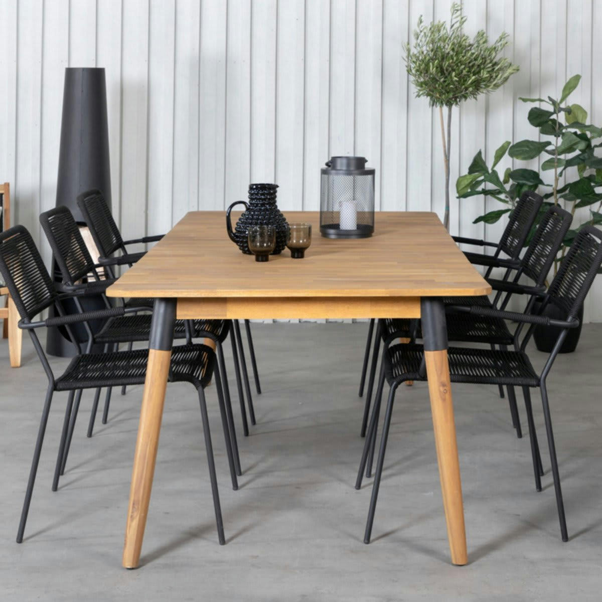 GWADA - Table de jardin 210x100cm en bois massif et métal